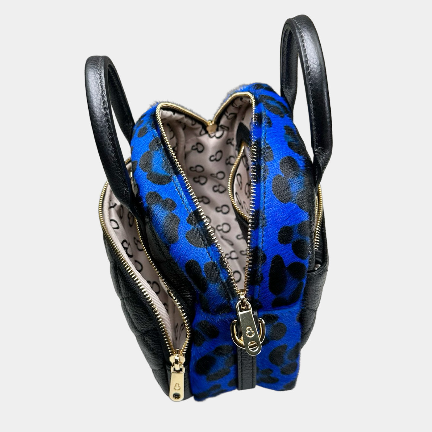 Borsa a tracolla Benny Nera Cavallino Blu Elettrico Pelle Martellata Oro