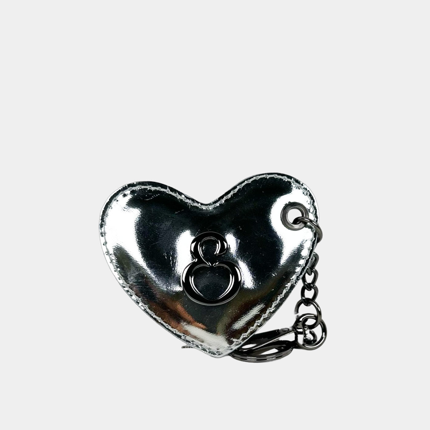 Porta Chiavi Love Silver Pelle Liscia Dark