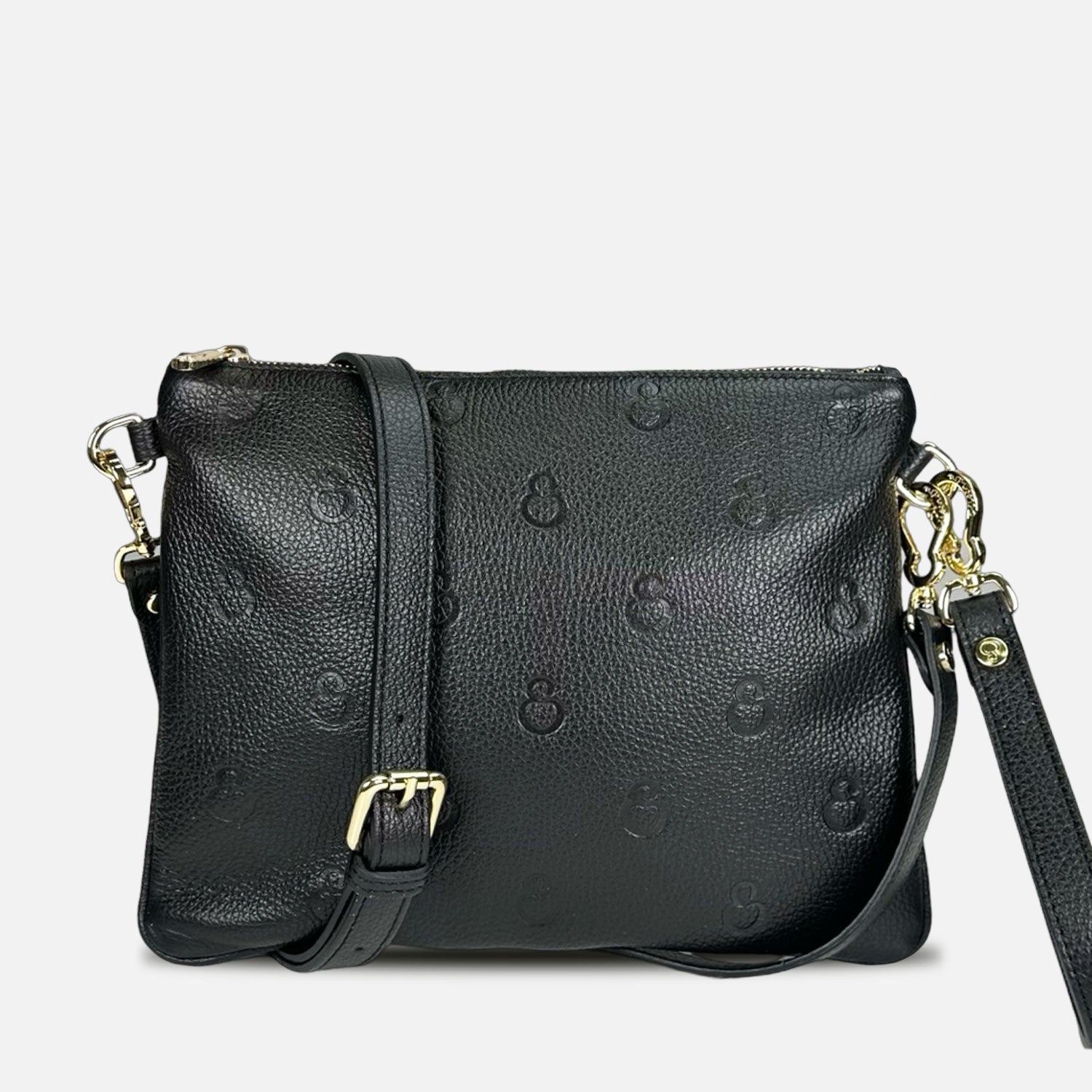 Pochette Grazia Black Pelle Martellata Oro