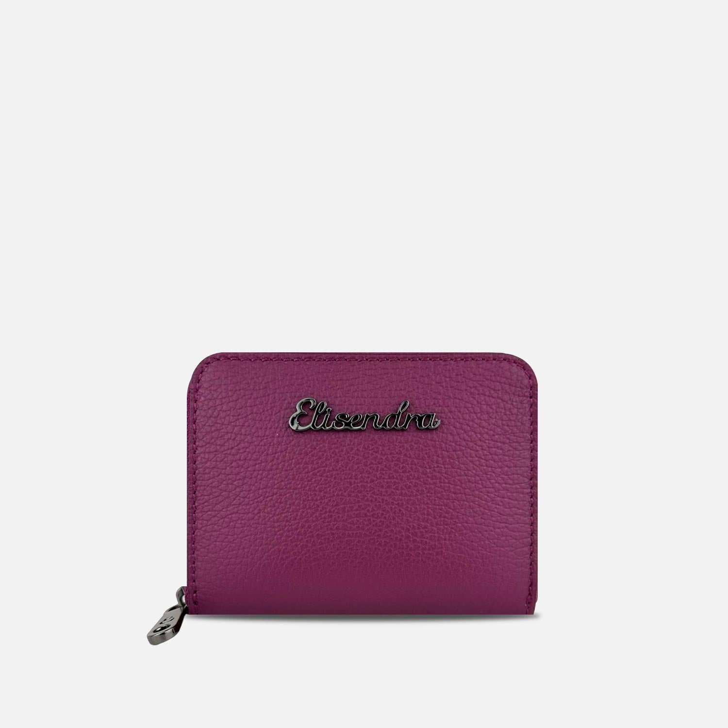 Mini Raya Wallet Lettering Grape Hammered Leather Dark