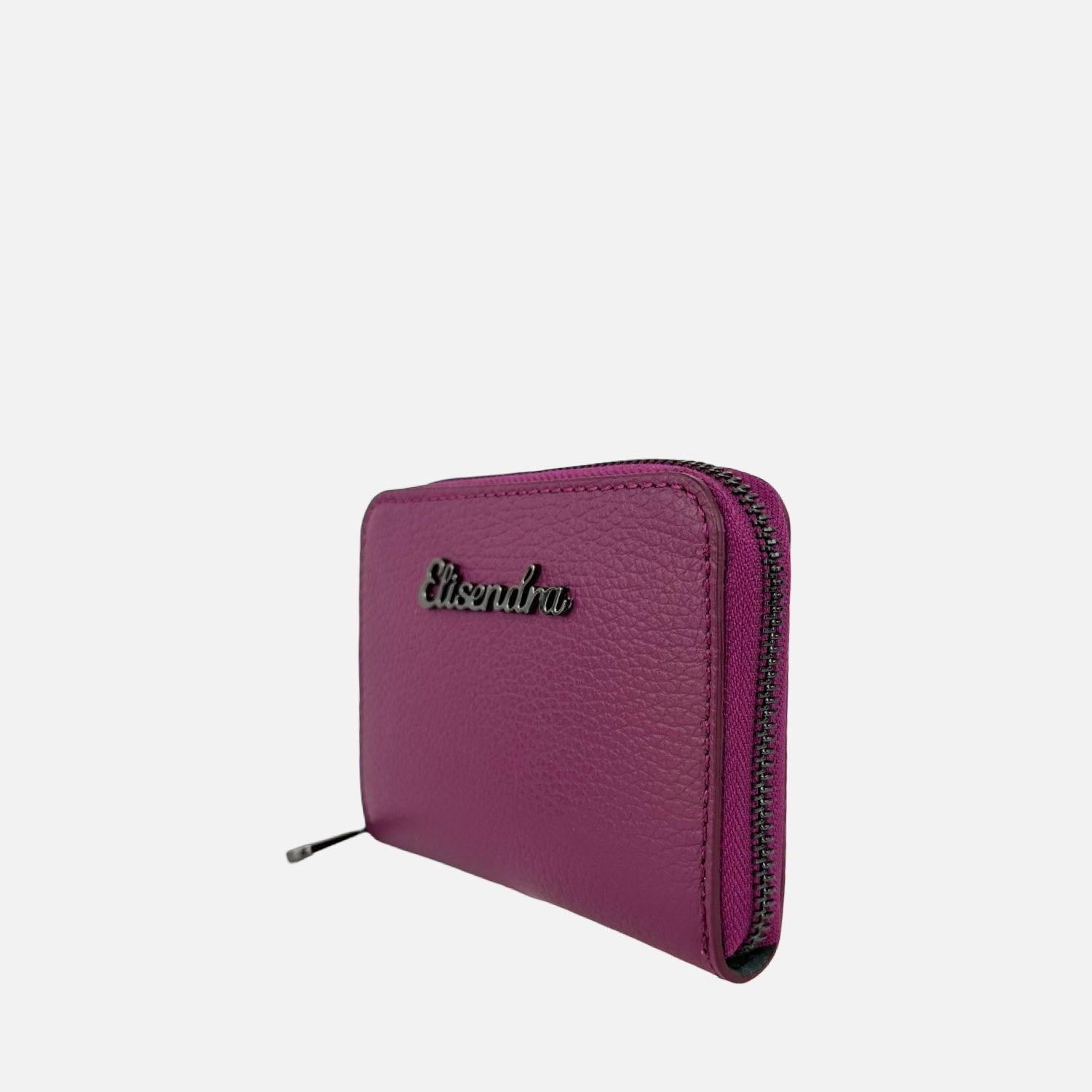 Mini Raya Wallet Lettering Grape Hammered Leather Dark