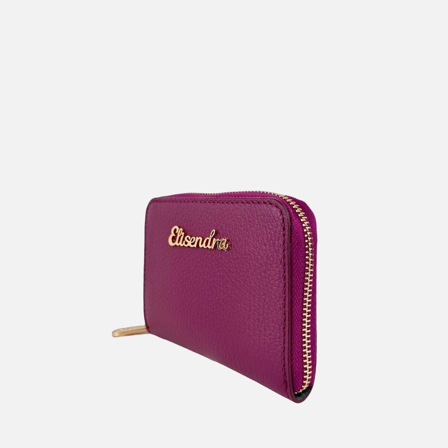 Mini Raya Wallet Lettering Grape Hammered Leather Gold