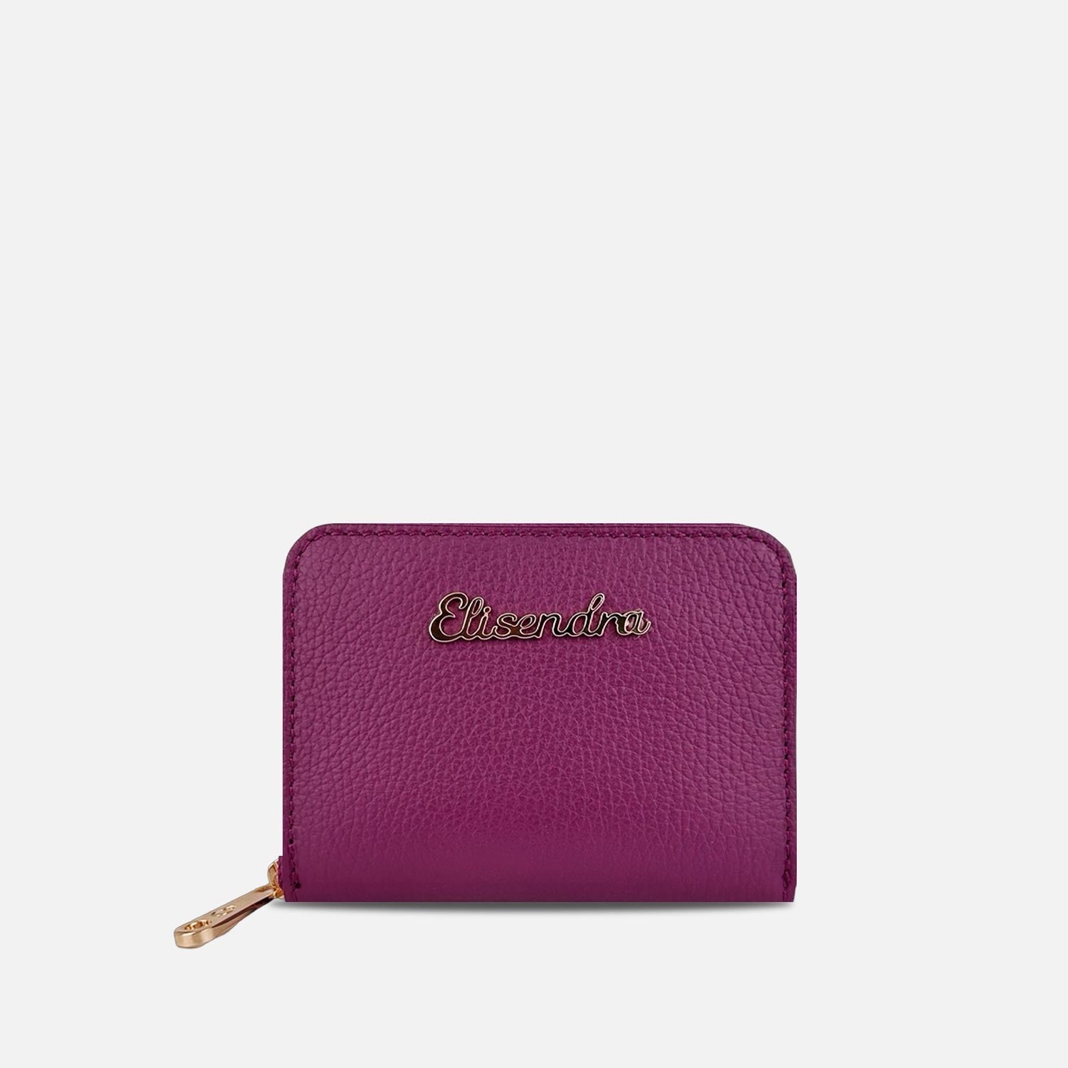 Mini Raya Wallet Lettering Grape Hammered Leather Gold