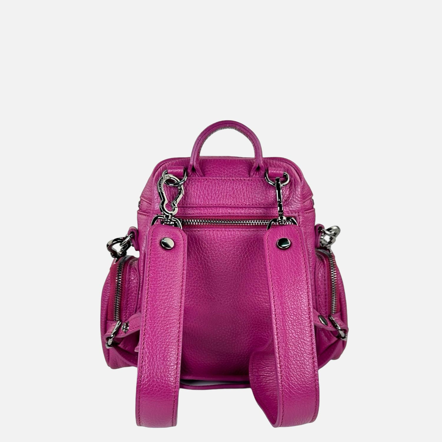 Saray Mini Berry Hammered Leather Backpack Dark