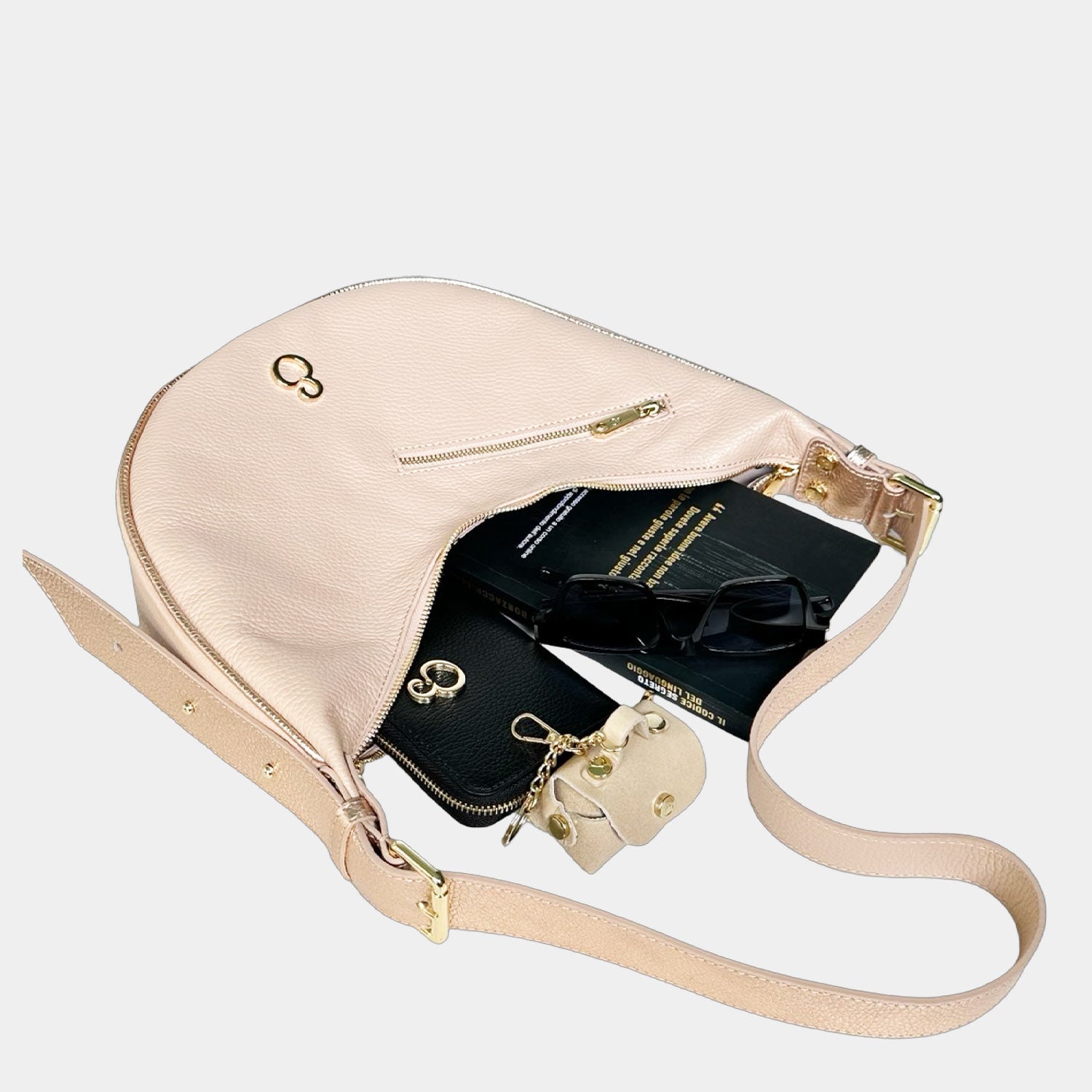 Borsa a tracolla Mini Tokyo Nude profili Champagne Pelle Martellata Oro