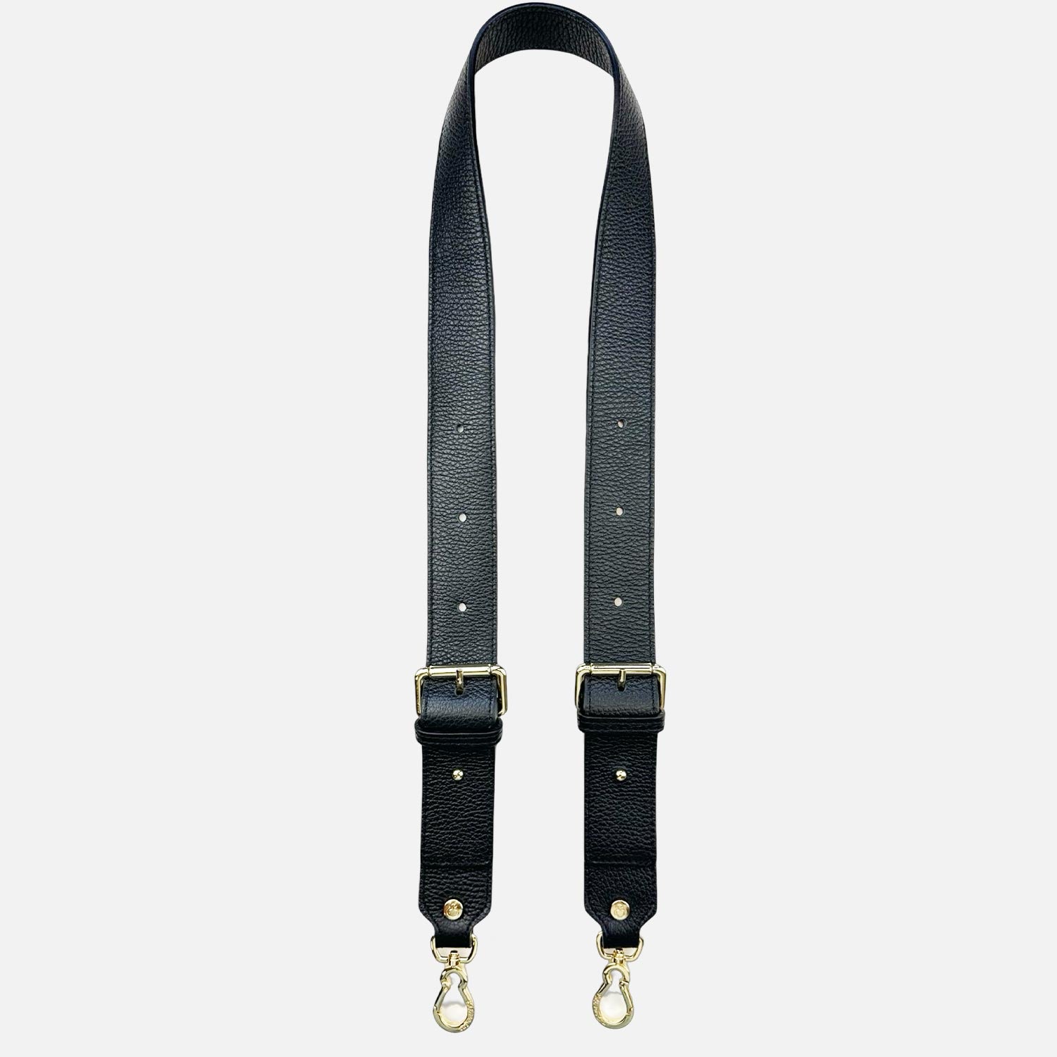 Shoulder Strap 120 cm Black Hammered Leather Gold