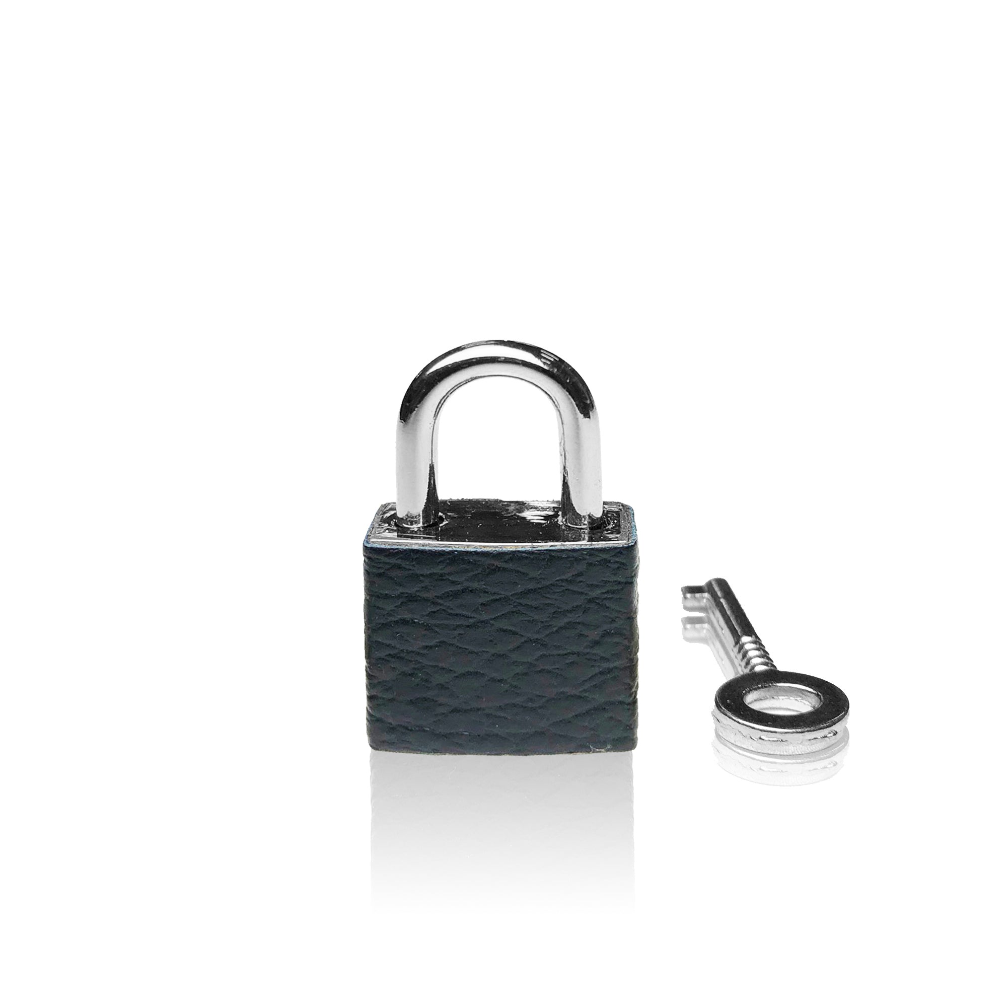 Padlock Dark Nickel – Black Textured Leather